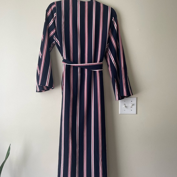 Navy/White/Red Striped Robe/Overcoat Jacket Size M - Picture 4 of 4